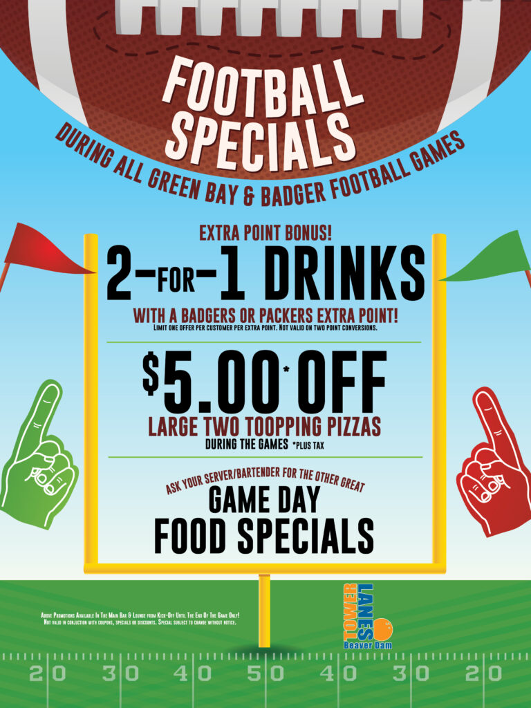 Packer and Badger Football Bar Specials